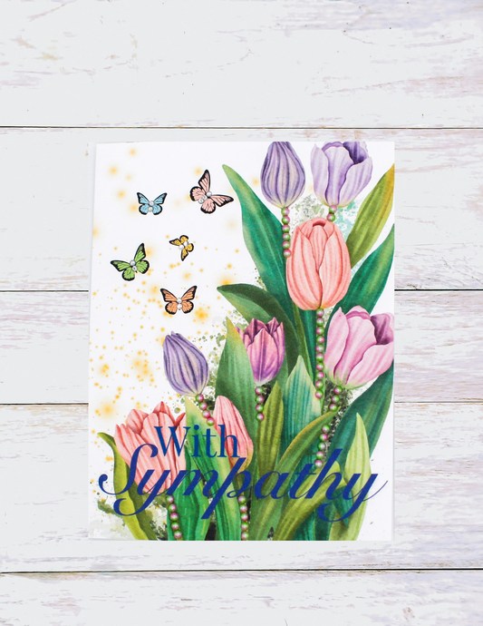 Butterflies & Tulips Sympathy Card-2