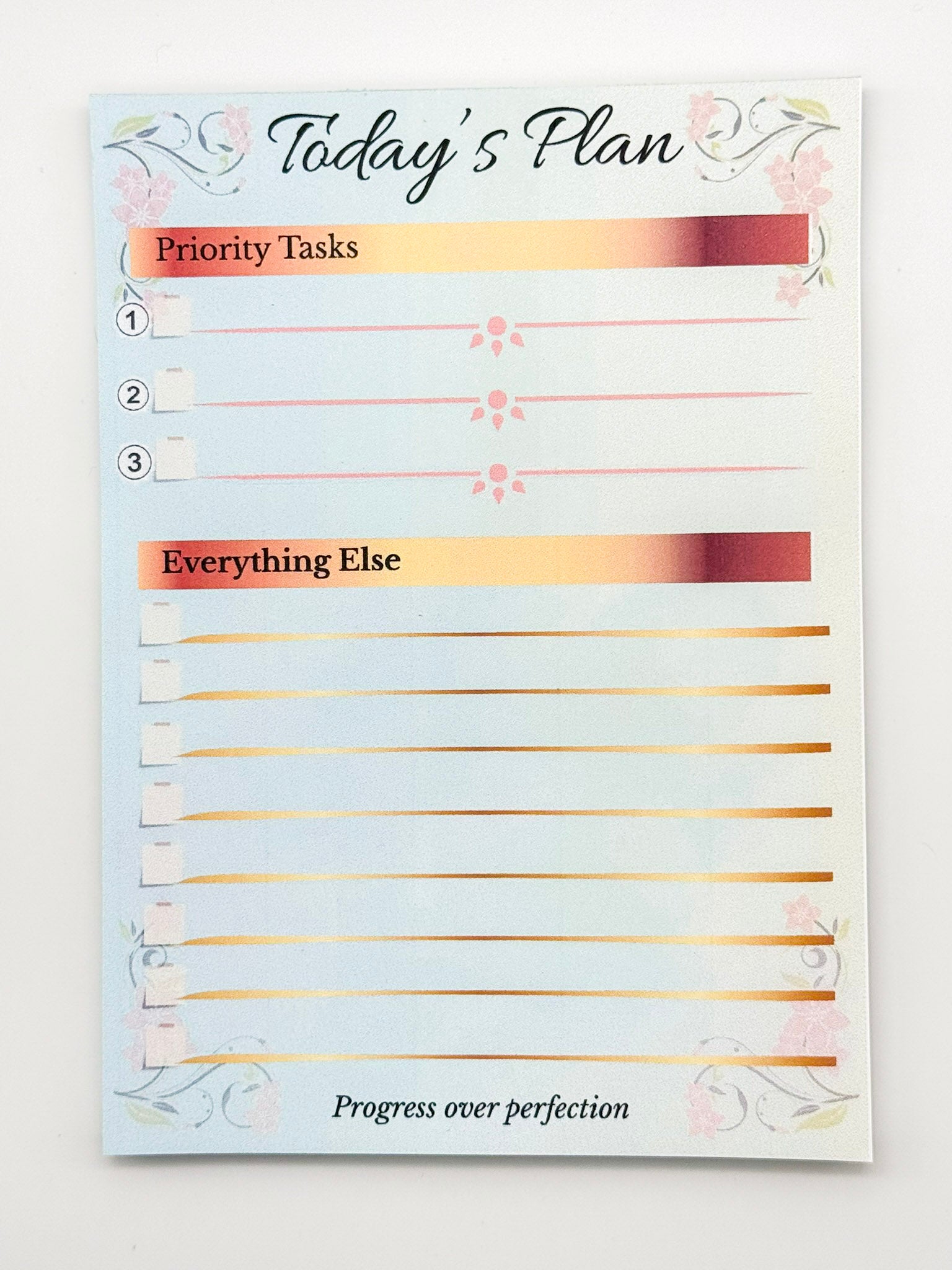 Today’s Plan notepad close-up